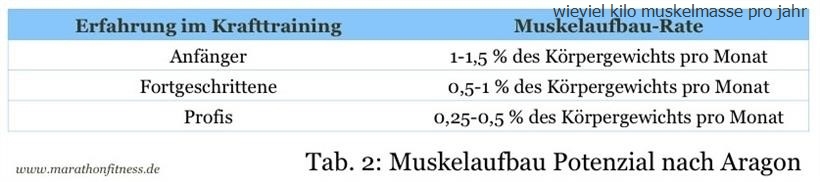 Wieviel kilo muskelmasse pro jahr